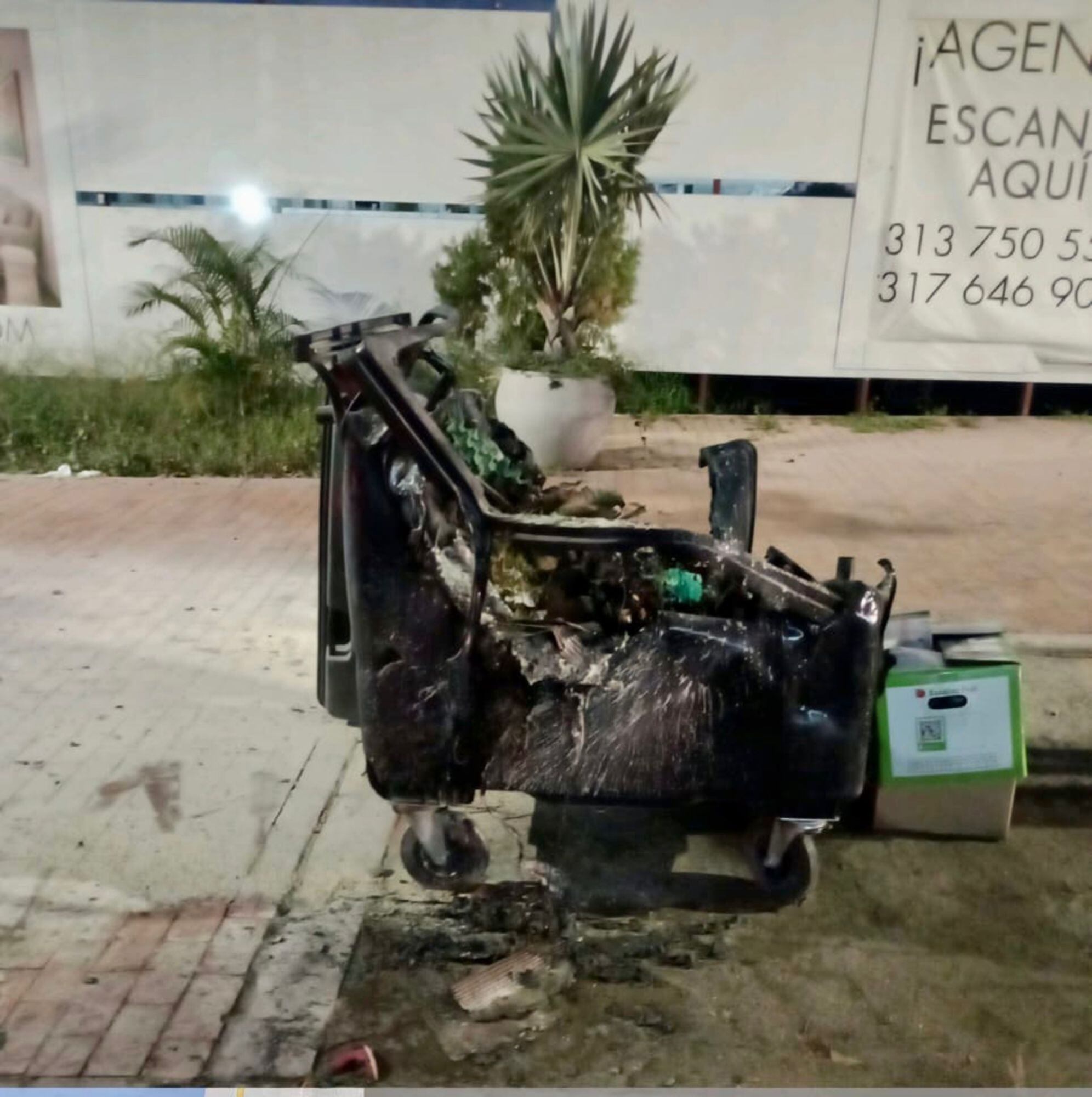 Contenedores de basuras incinerados / Atesa