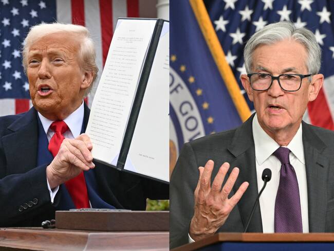 Donald Trump. Foto: SAUL LOEB/AFP via Getty Images - Jerome Powell. Foto: ROBERTO SCHMIDT/AFP via Getty Images.