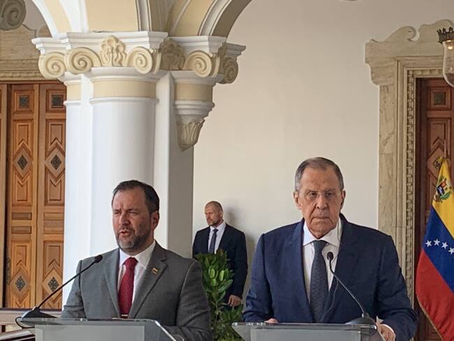 Canciller de Venezuela, Yvan Gil junto al canciller ruso, Serguéi Lavrov, que estuvo de visita en Venezuela. Foto: Gabriela González.