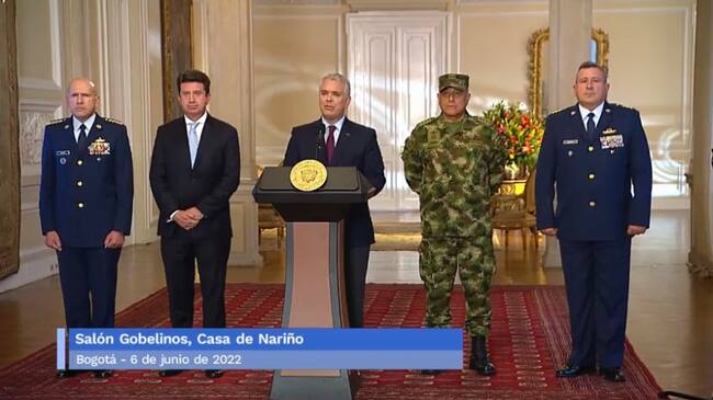 General Ramses Rueda deja la Fuerza Aérea Colombiana. Foto: transmisión de Presidencia