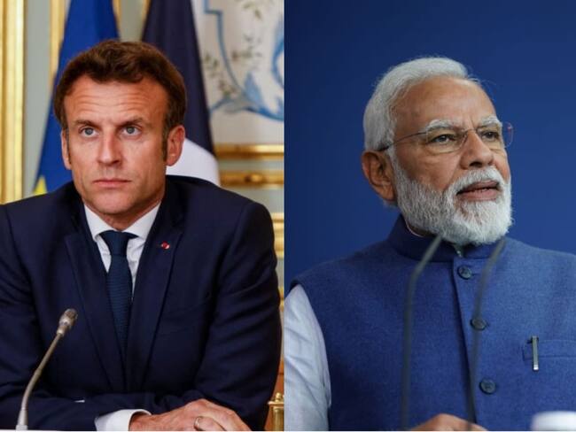 Presidente francés, Emmanuel Macron y primer ministro indio, Narendra Modi. Foto: Getty Images