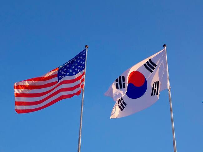 Bandera de Estados Unidos y Corea del Sur Foto: GettyImages