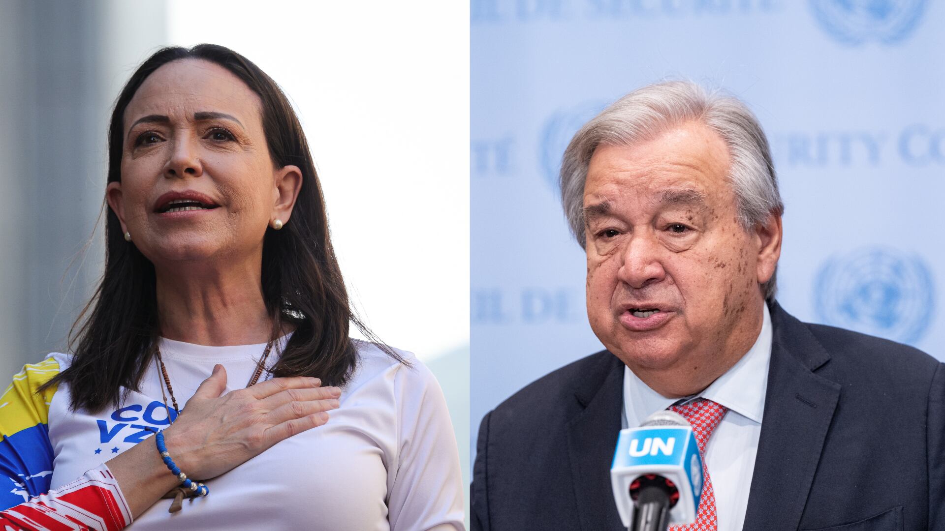 María Corina Machado y António Guterres. FOTOS: Jesús Vargas/Getty Images - Lev Radin/Getty Images