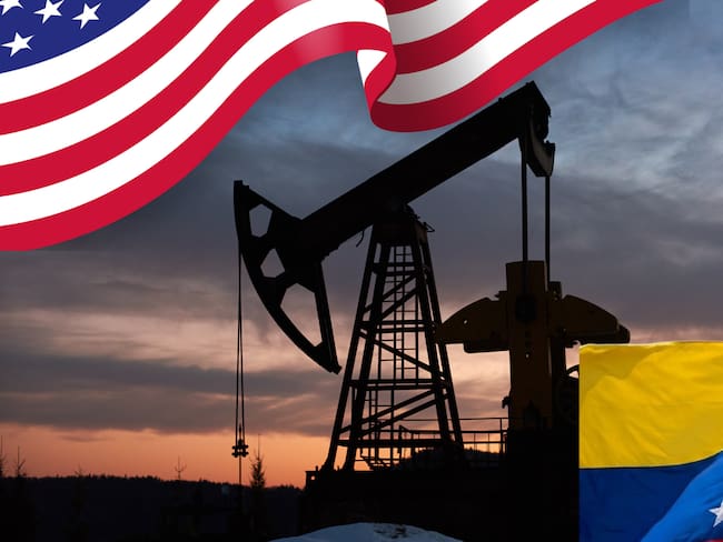 Petróleo y banderas de Estados Unidos y Venezuela, imagen de referencia.