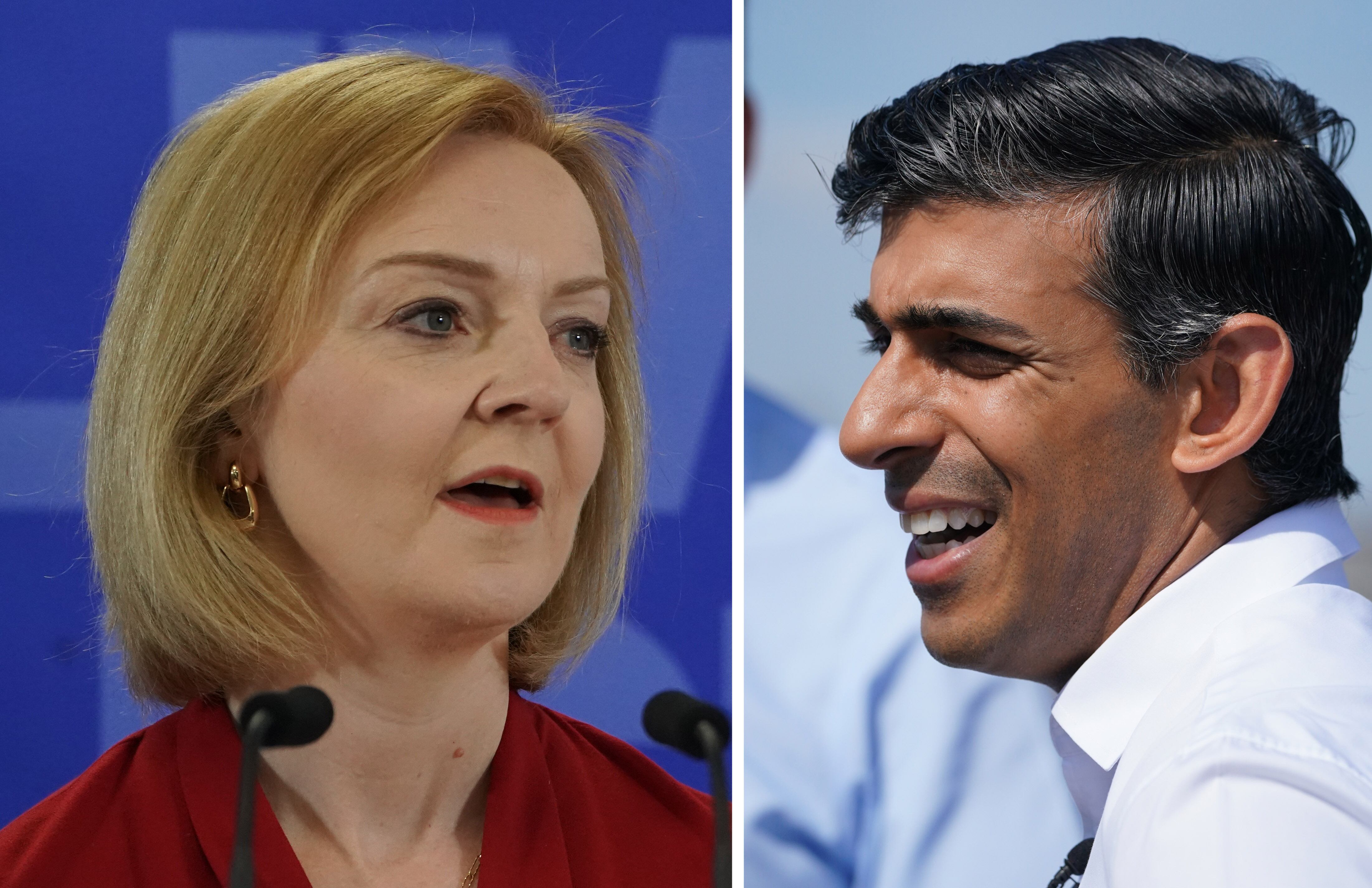 El exministro de Finanzas, Rishi Sunak, y la ministra de Relaciones Exteriores, Liz Truss, de Reino Unido. (Photo by PA/PA Images via Getty Images)