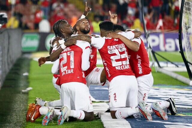 Santa Fe jugando la fecha 2 de los cuadrangulares del FPC 2025 - II. Foto: Colprensa.