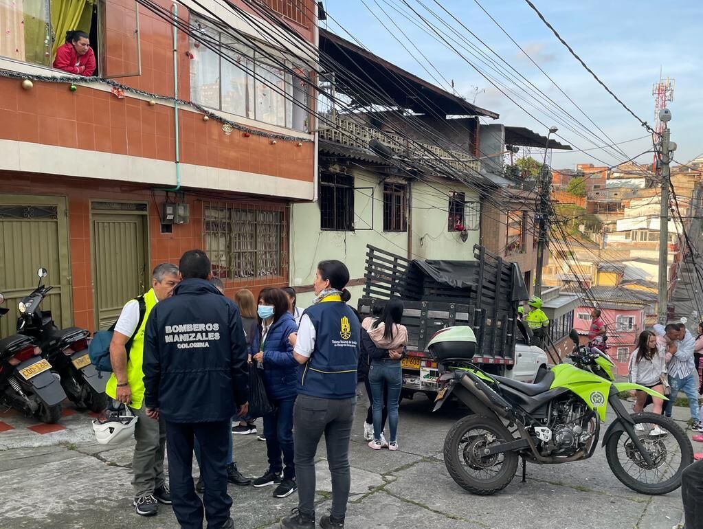 Incendio en el barrio San Joaquín. Foto: Alcaldía de Manizales.