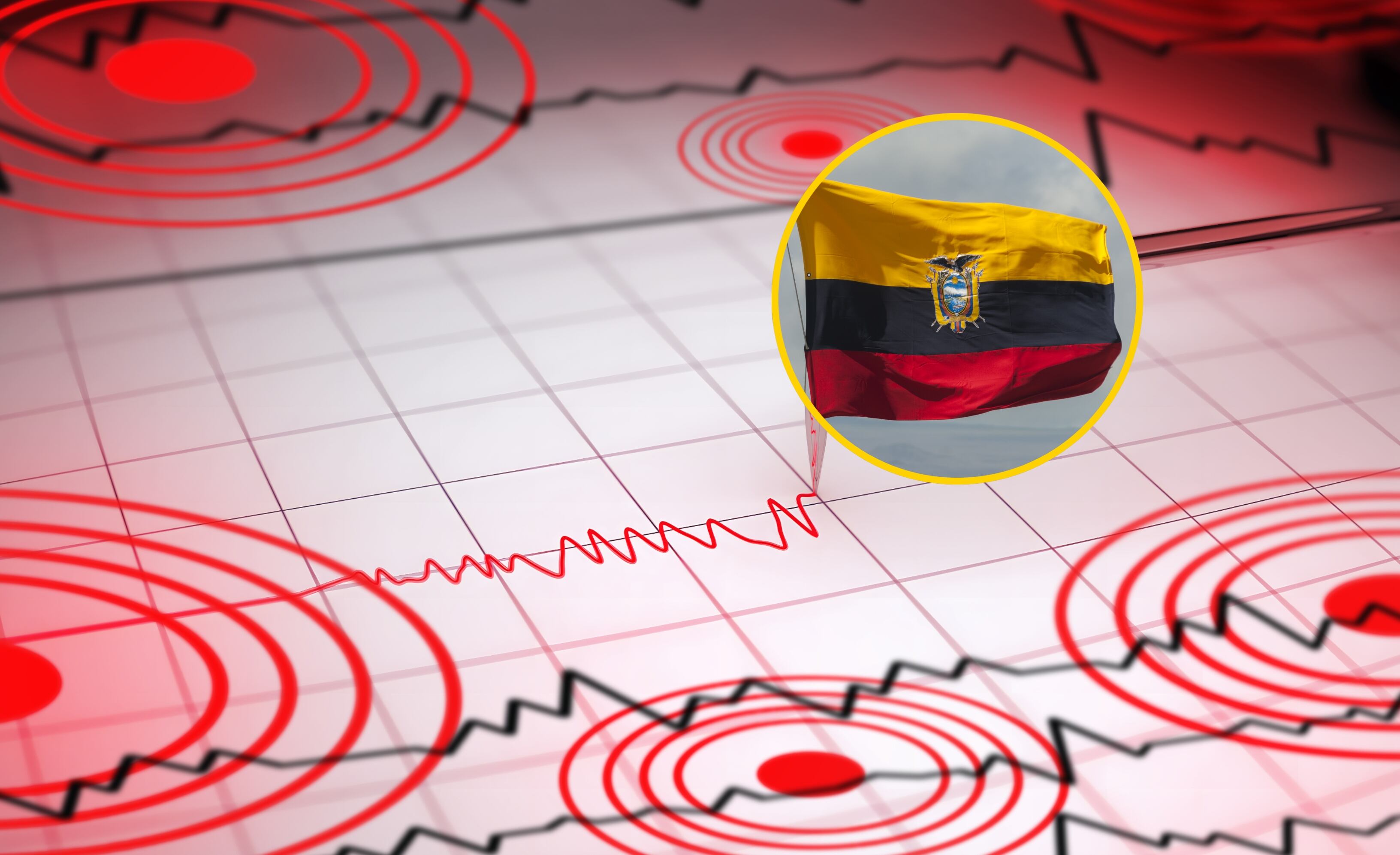 Referencia de sismo y bandera de Ecuador. Foto: bymuratdeniz y John Elk III vía Getty Images. 