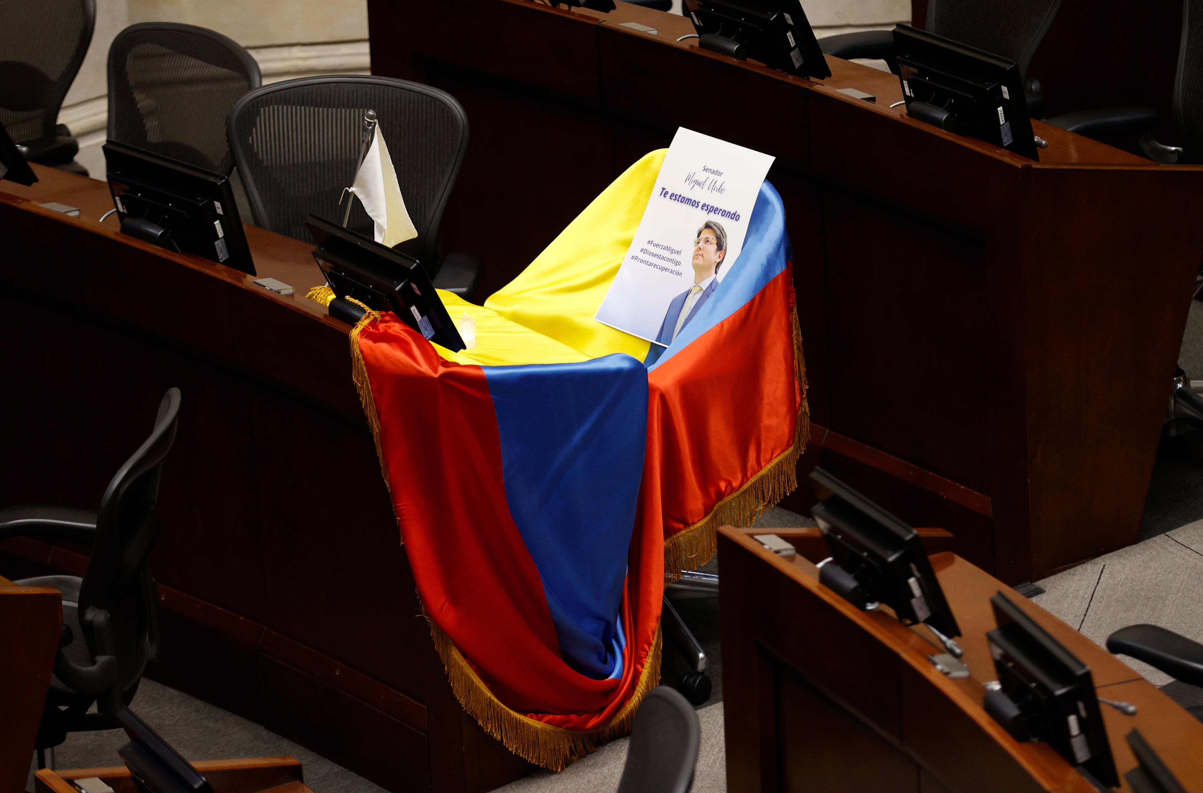 Homenaje a Miguel Uribe en el Congreso. Foto: EFE/ Mauricio Dueñas Castañeda