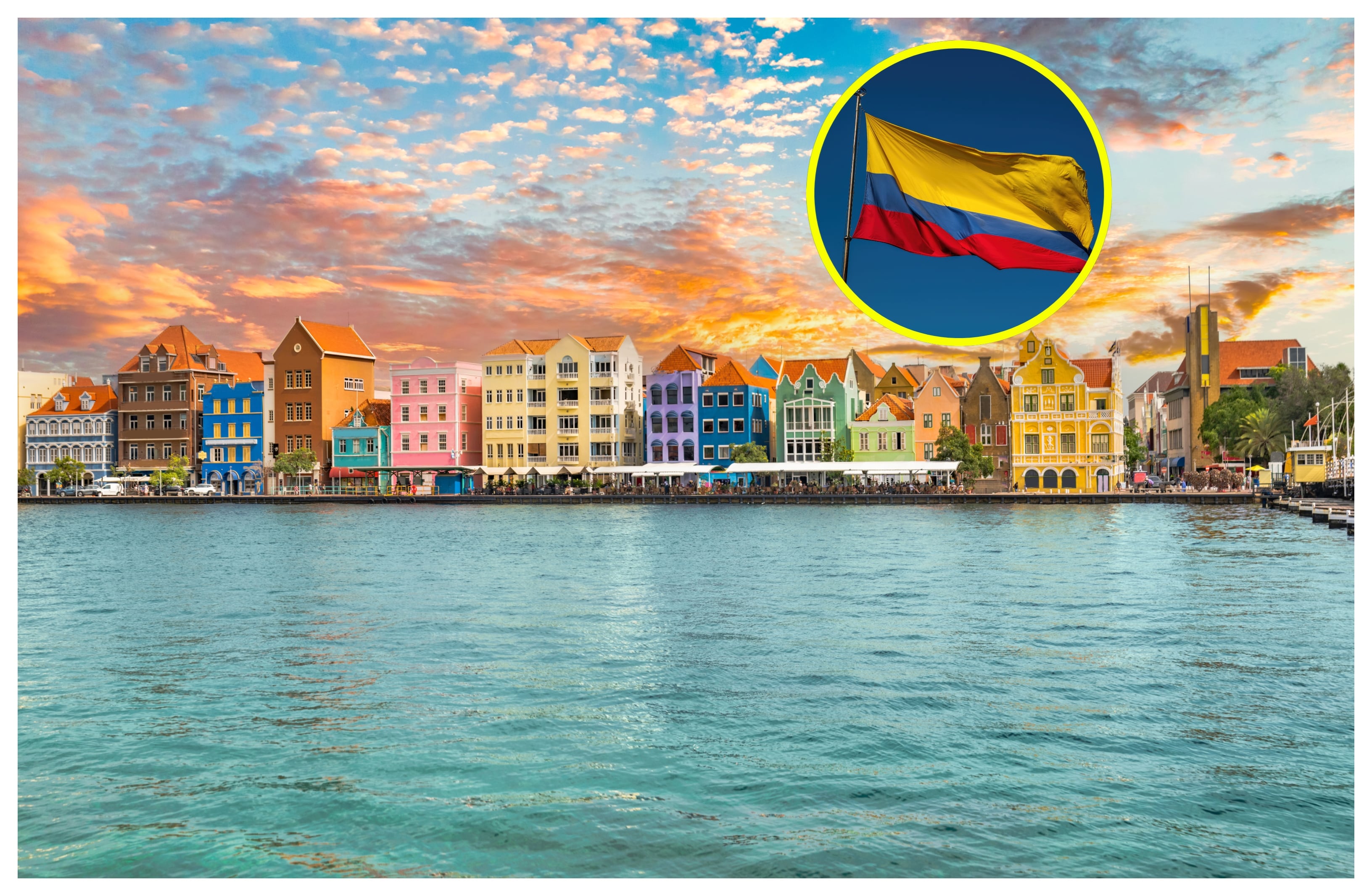 Curazao y bandera de Colombia. Foto: Getty Images.