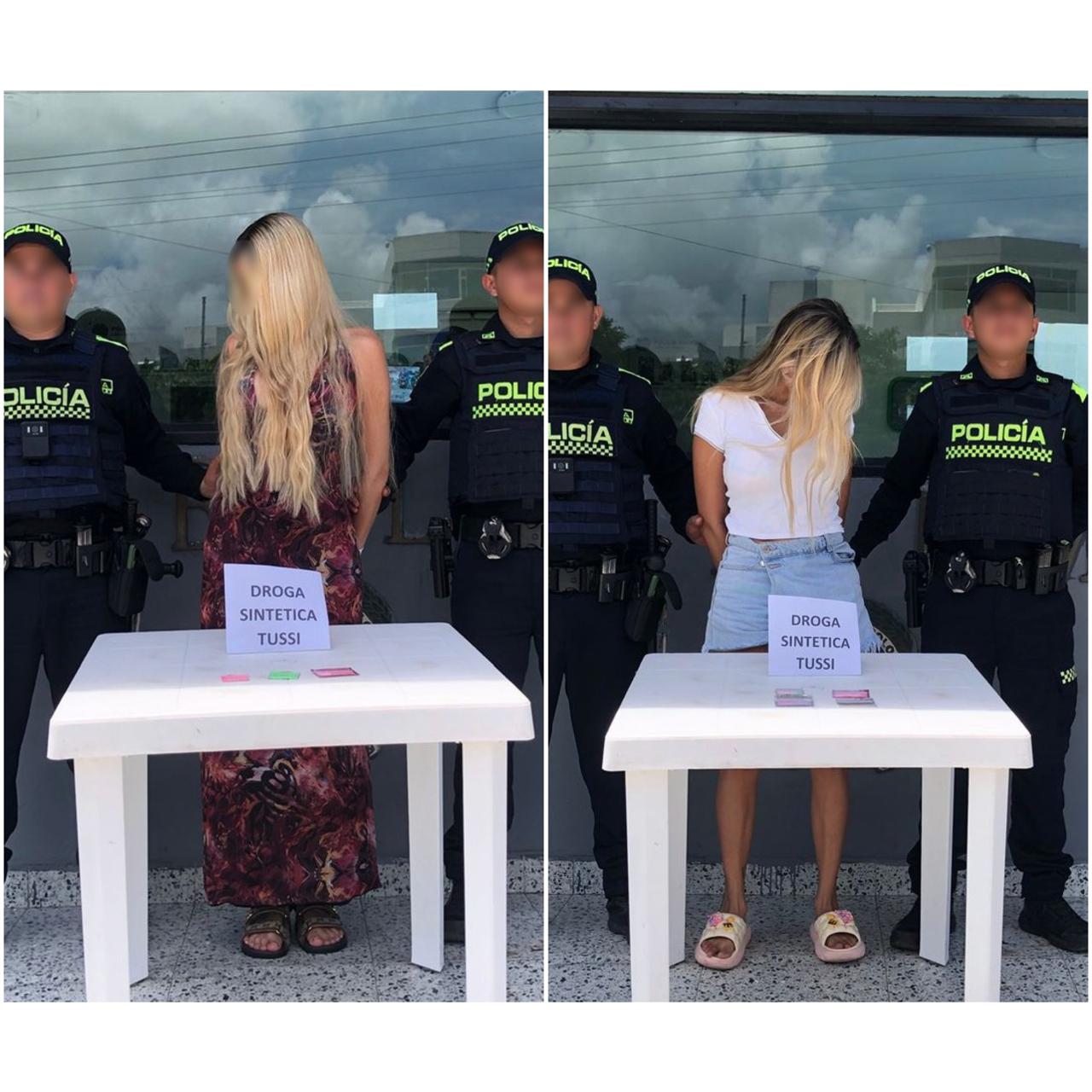 Capturadas por comercializar drogas sintéticas. Foto: Policía.