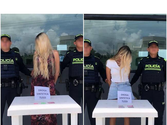 Capturadas por comercializar drogas sintéticas. Foto: Policía.