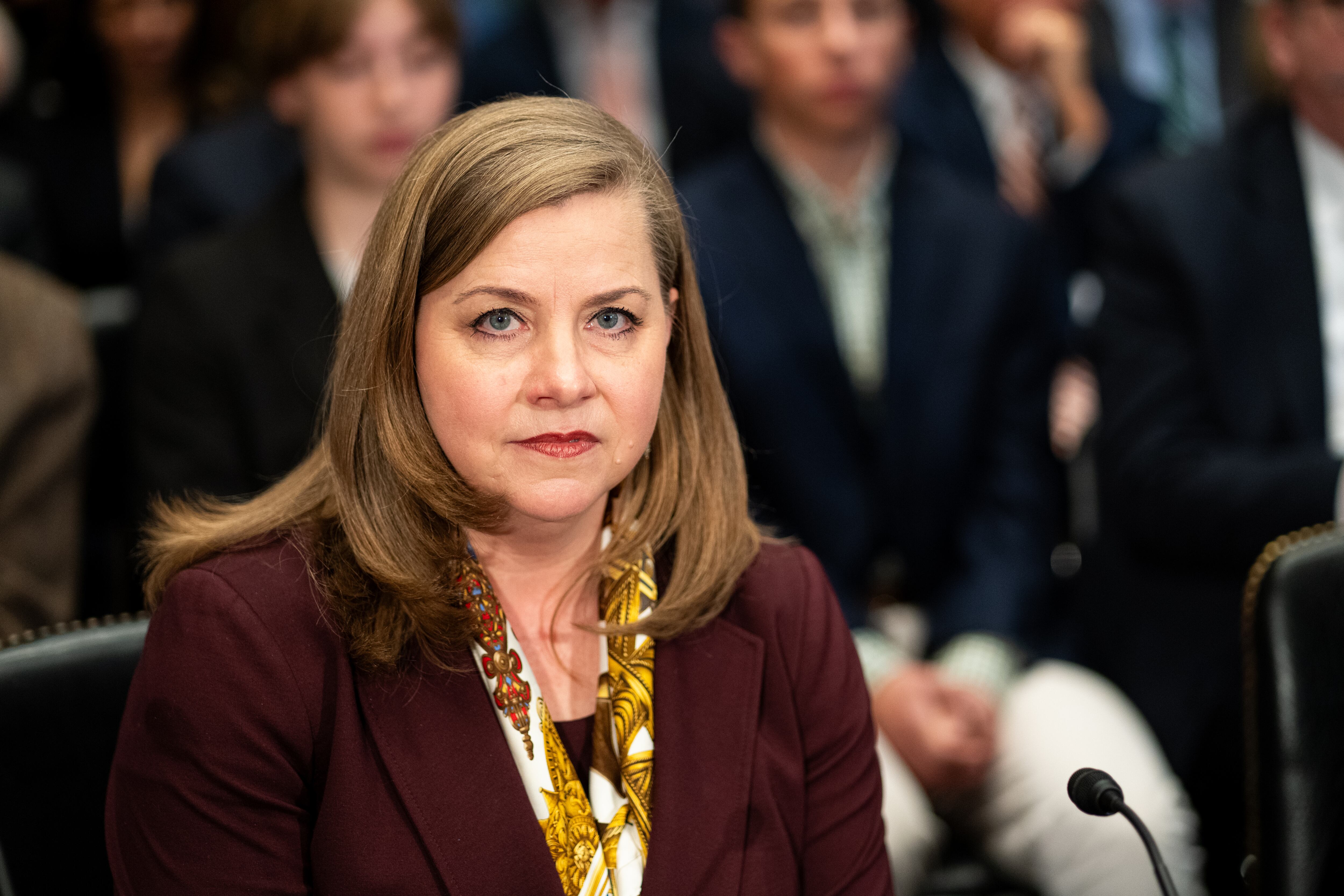 Michelle Bowman en el Dirksen Senate Office Building el jueves 10 de abril de 2025. (Bill Clark/CQ-Roll Call, Inc vía Getty Images)