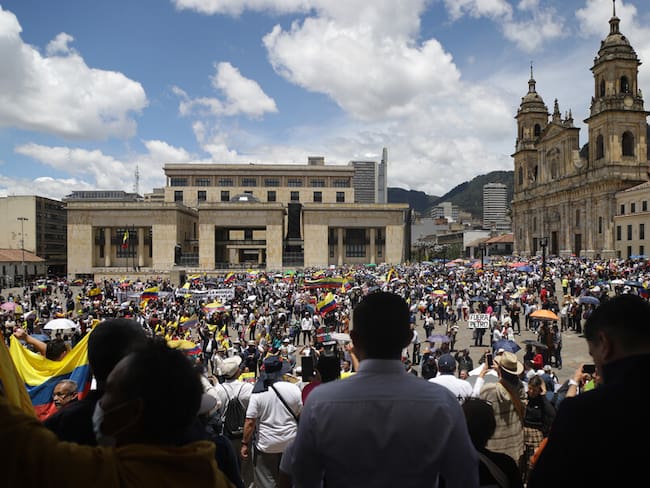 Imagen de referencia de protestas en Bogotá. Foto: Colprensa.