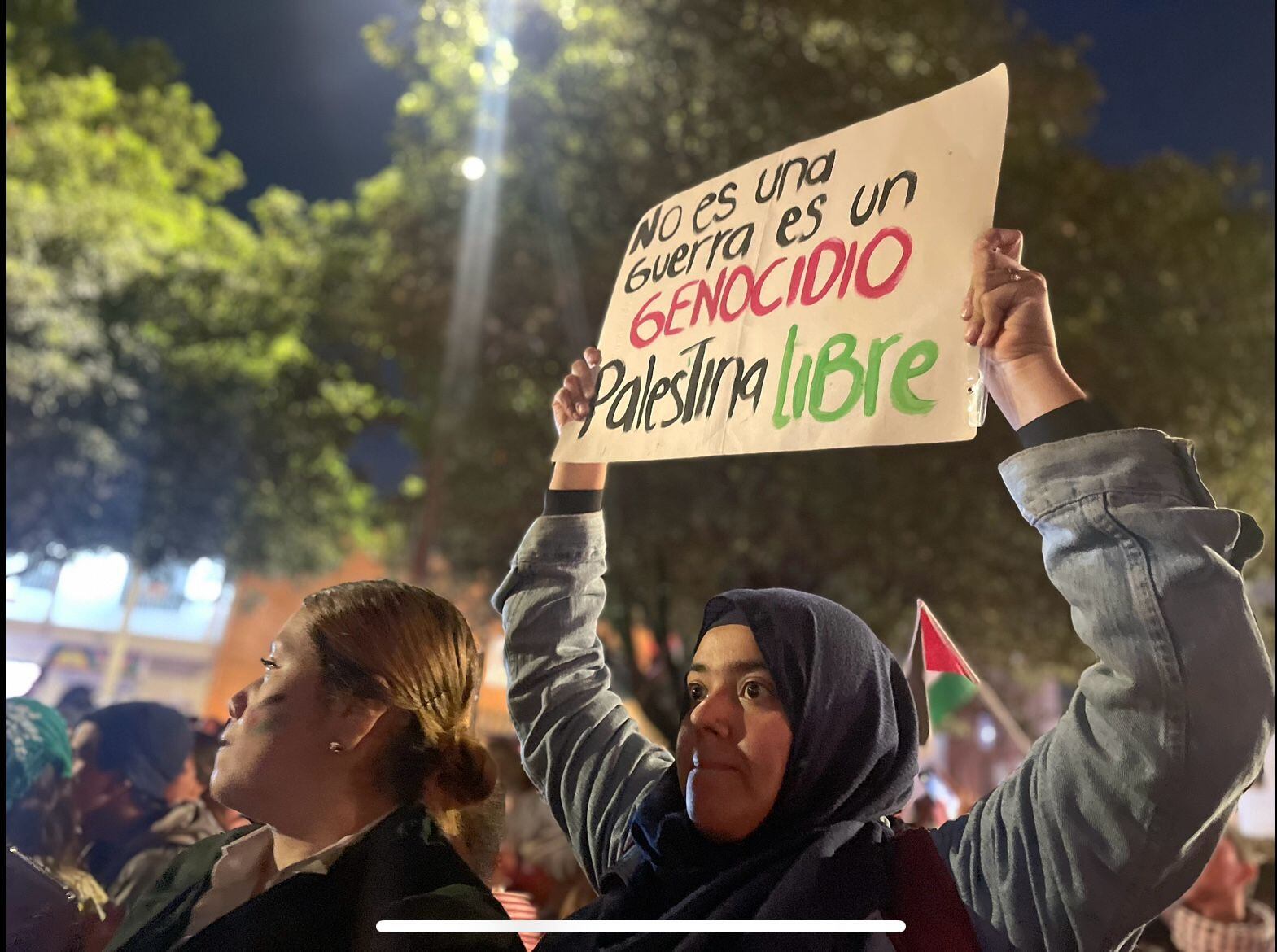 Plantón en Bogotá a favor de Palestina. Foto: W Radio