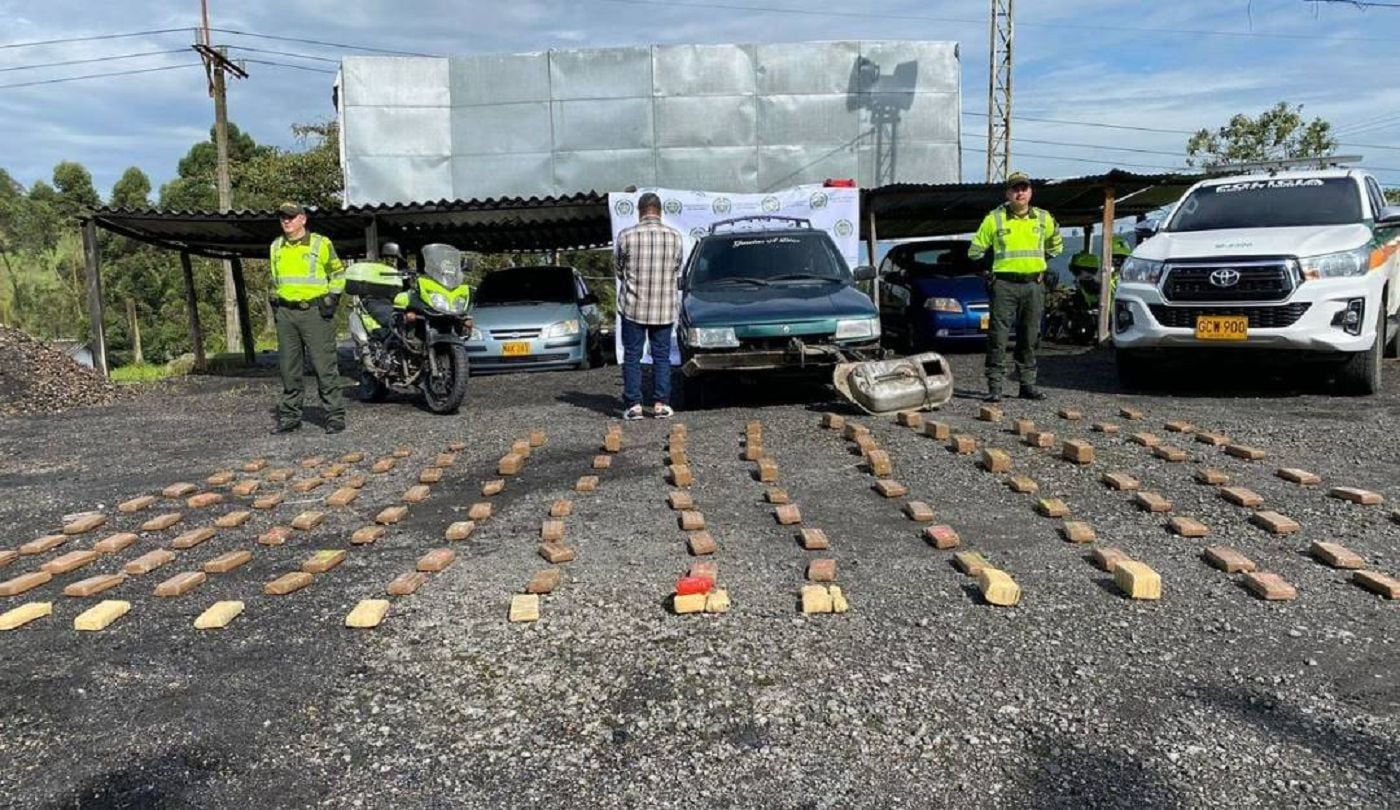 Incautaron 100 kilos de marihuana en el sector de Sabinas. Crédito: Policía Metropolitana de Manizales.