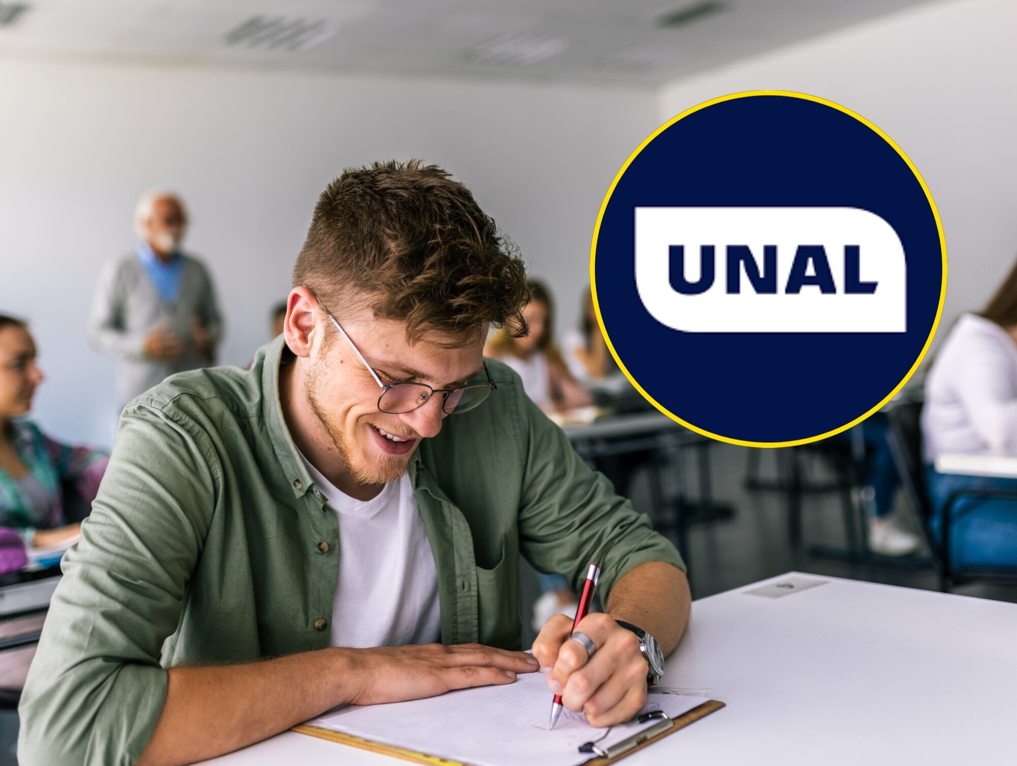 Estudiante de Universidad. I Foto: Getty Images. En el círculo, el logo de la Universidad Nacional de Colombia. I Foto:pagina web de la UNAL.