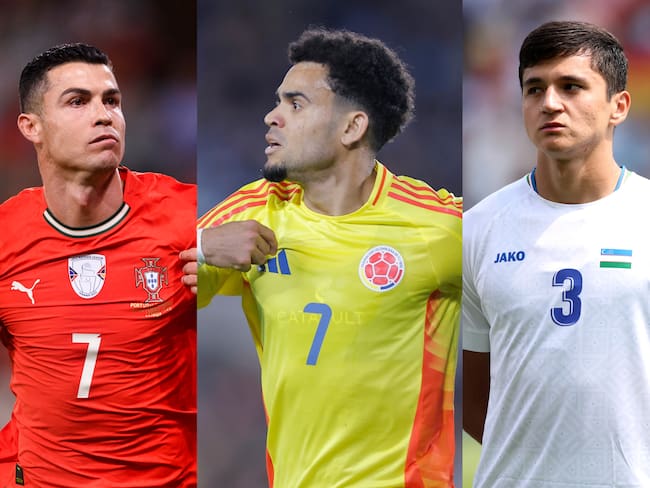 Cristiano Ronaldo: Miguel Lemos/Eurasia Sport Images.// Luis Díaz. FOTO: EFE/ Juan Ignacio Roncoroni.//Abdukodir Khusanov. FOTO: Alex Grimm - FIFA