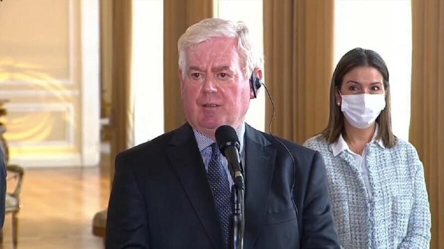 El representante especial de la Unión Europea para los Derechos Humanos, Eamon Gilmore, se reunió con el presidente Iván Duque. Foto: Proporcionada por Kamila Correa