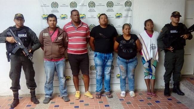 Autoridades capturan a cinco presuntos miembros del Clan del Golfo en Córdoba. Foto: Policía