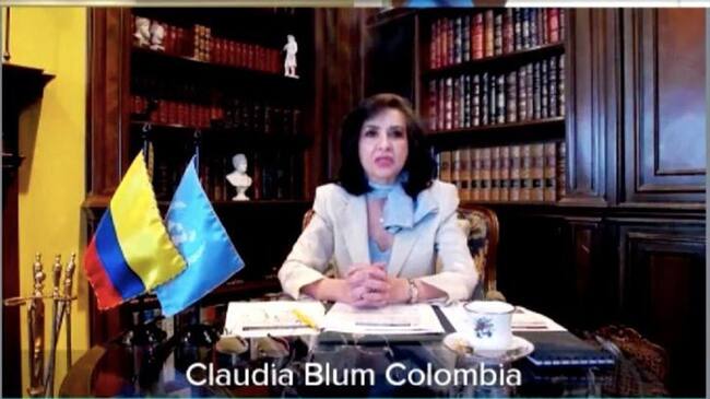 La canciller Claudia Blum ratificó el compromiso del Gobierno con la implementación del acuerdo de paz. Foto: Captura de video