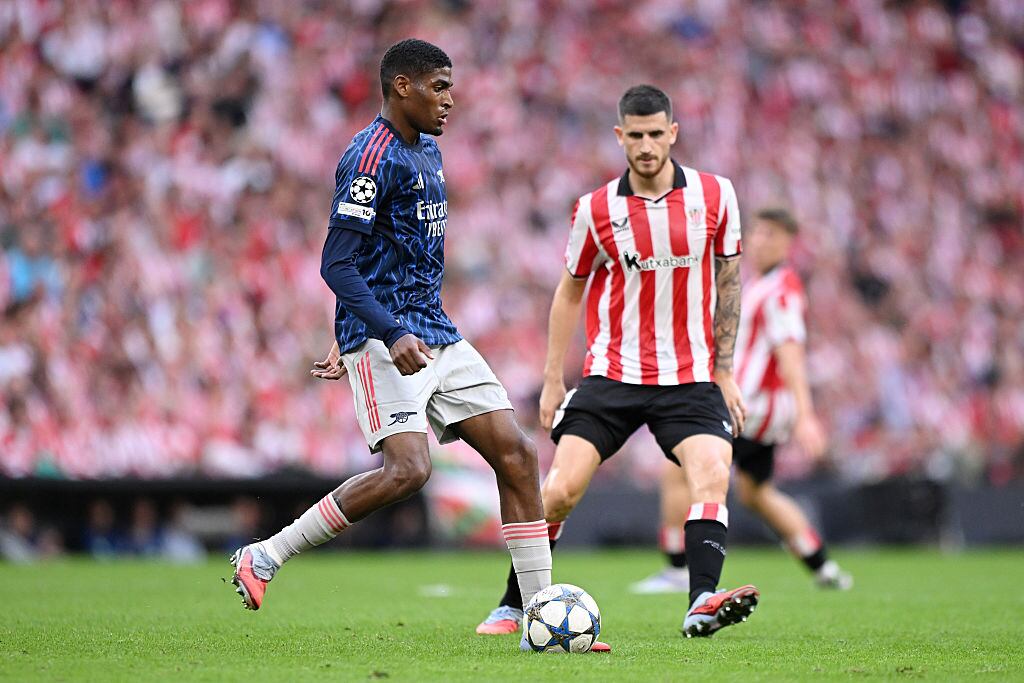 Cristhian Mosquera del Arsenal en partido de Champions. Foto: Getty Images.
