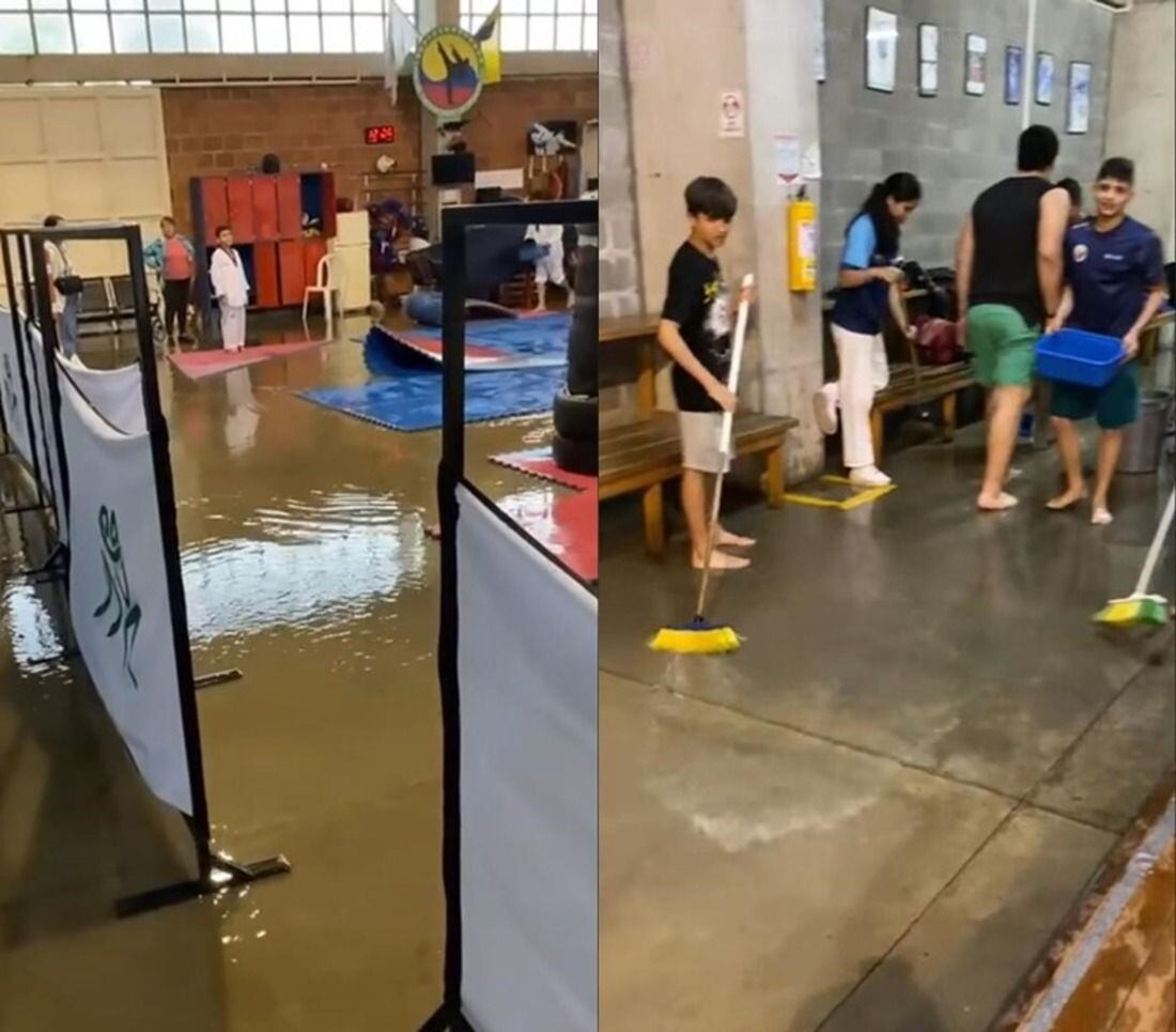Inundaciones y mal estado del Coliseo de Combate de Pereira / Foto: Suministrada deportistas