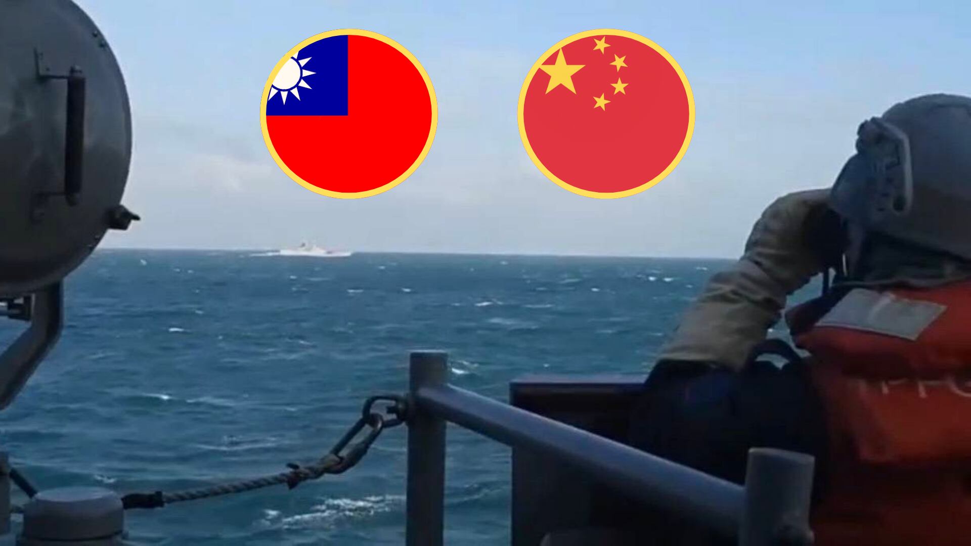Guardia costera taiwanesa avistando fuerzas navales y aéreas chinas. Foto: Taiwan's Ministry of Defense/Anadolu via Getty Images