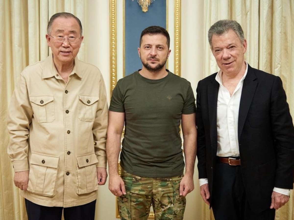 Juan Manuel Santos se reunió con Zelenski, el presidente de Ucrania