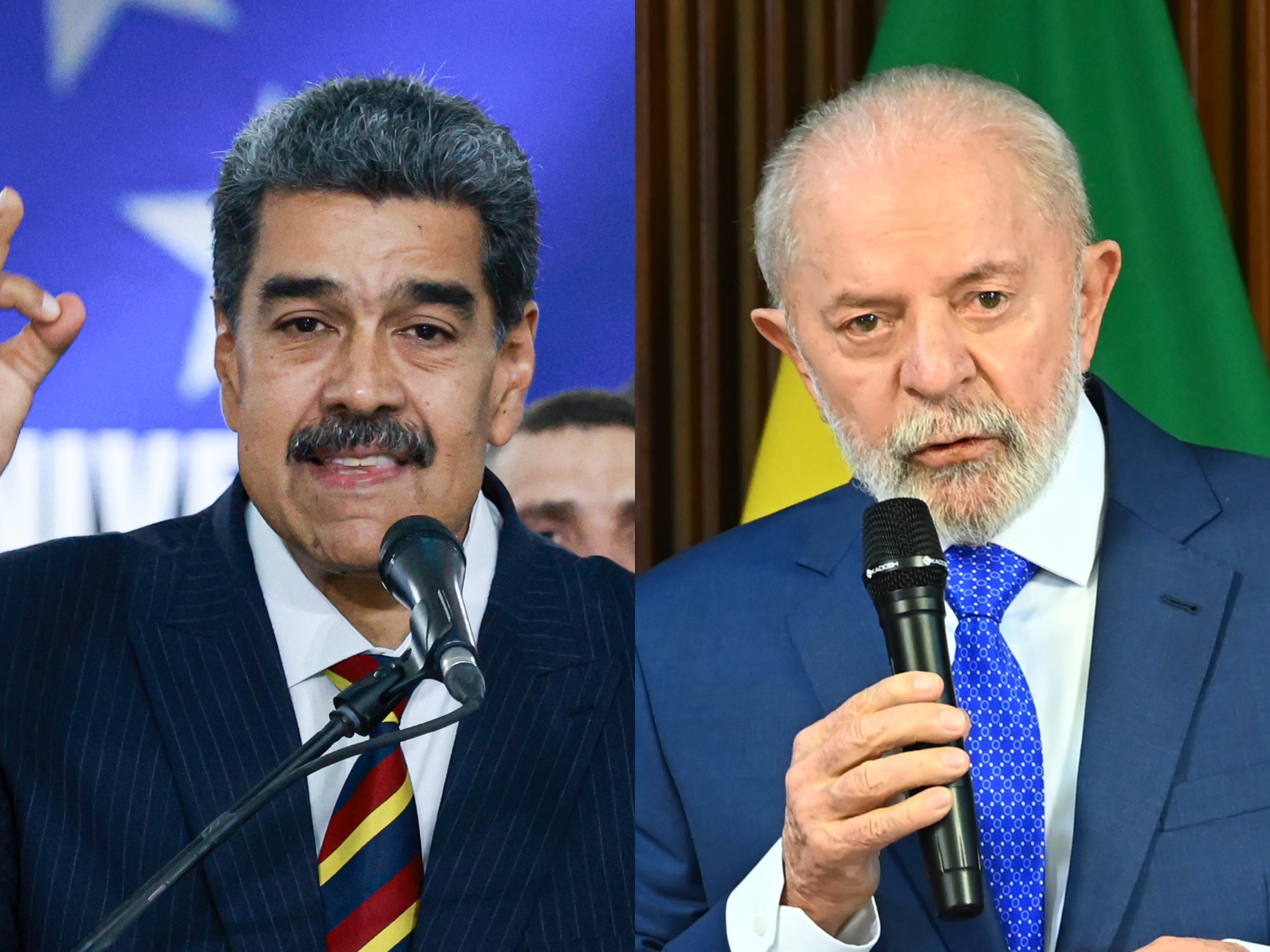 Nicolás Maduro, presidente de Venezuela y Luiz Inácio Lula da Silva, presidente de Brasil. Imágenes de Getty Images.