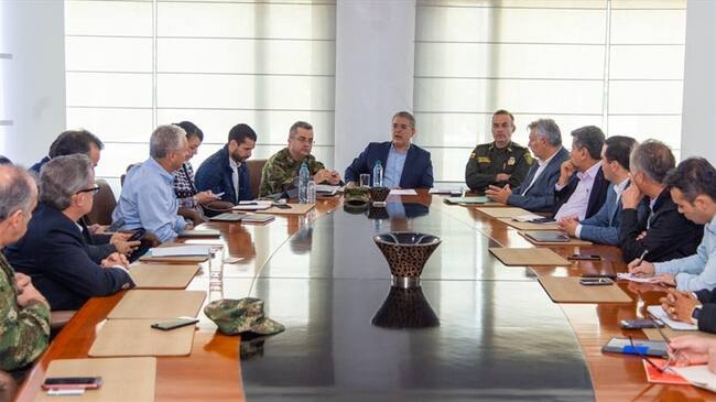 Duque se reunió con empresarios y comerciantes afectados por el paro. Foto: Presidencia