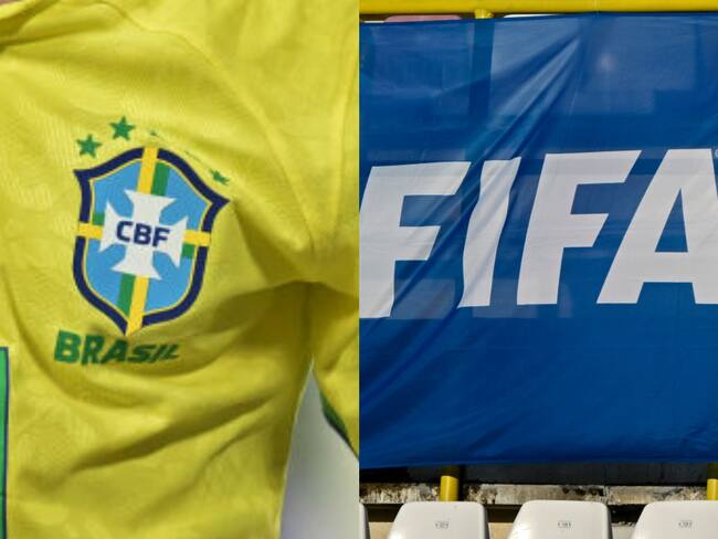 Escudo de la Selección de Brasil y logo de la FIFA. Fotos: Getty Images.