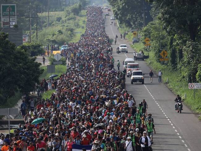 Caravana de 15.000 migrantes en camino del sur de México hacia Estados Unidos. Foto: Getty