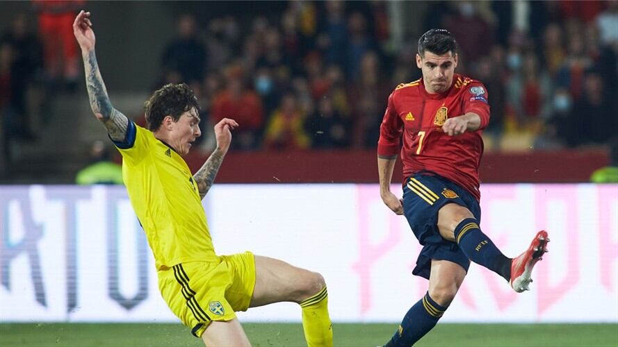 Gol de Álvaro Morata ante Suecia rumbo al Mundial de Catar 2022. Foto: Joaquin Corchero/Europa Press via Getty Images