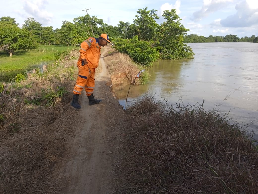 Erosión en el río Sinú, zona rural de Lorica, Córdoba. Foto: Defensa Civil.