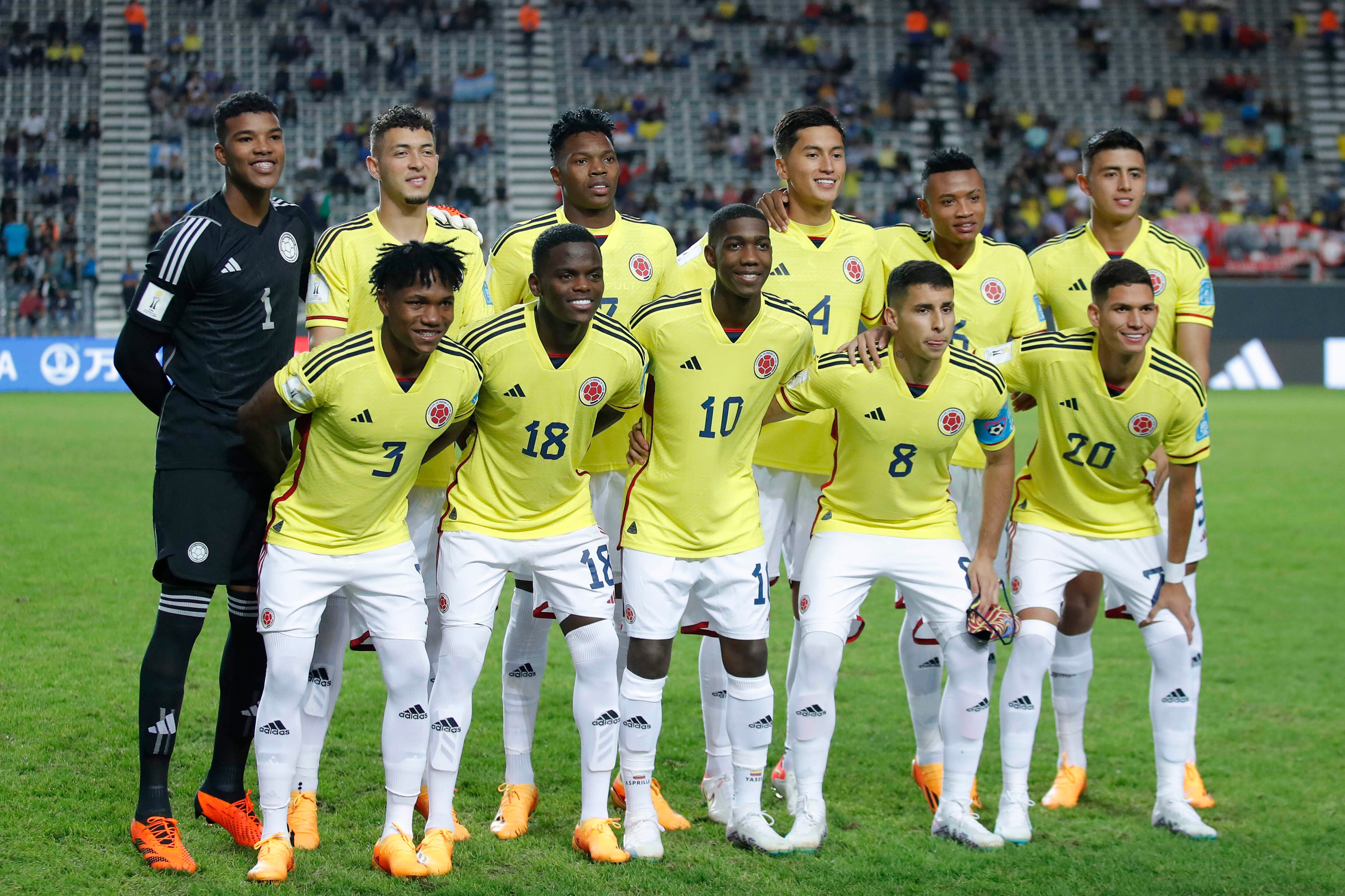 AMDEP1919. LA PLATA (ARGENTINA), 24/05/2023.- Jugadores de Colombia posan hoy, en un partido del grupo C de la Copa Mundial de Fútbol sub-20 entre Japón y Colombia en el estadio Diego Armando Maradona en La Plata (Argentina). EFE/ Demian Alday Estevez