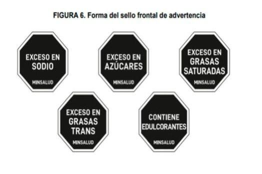 Sellos octagonales para comida chatarra