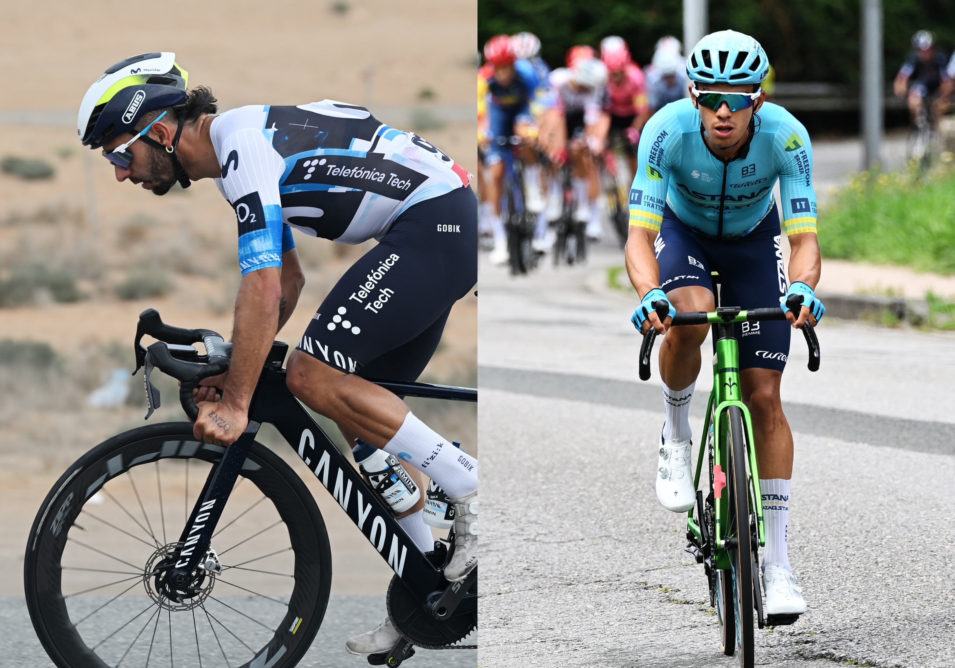 Fernando Gaviria (i) y Harold Tejada (d). FOTO:  Dario Belingheri/Getty Images y Tim de Waele/Getty Images