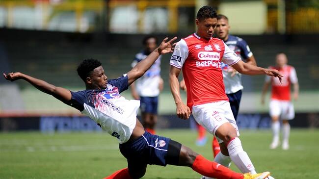 Juego entre Independiente Santa y Junior de Barranquilla en liga colombiana. Foto: Colprensa - Cortesía Dimayor