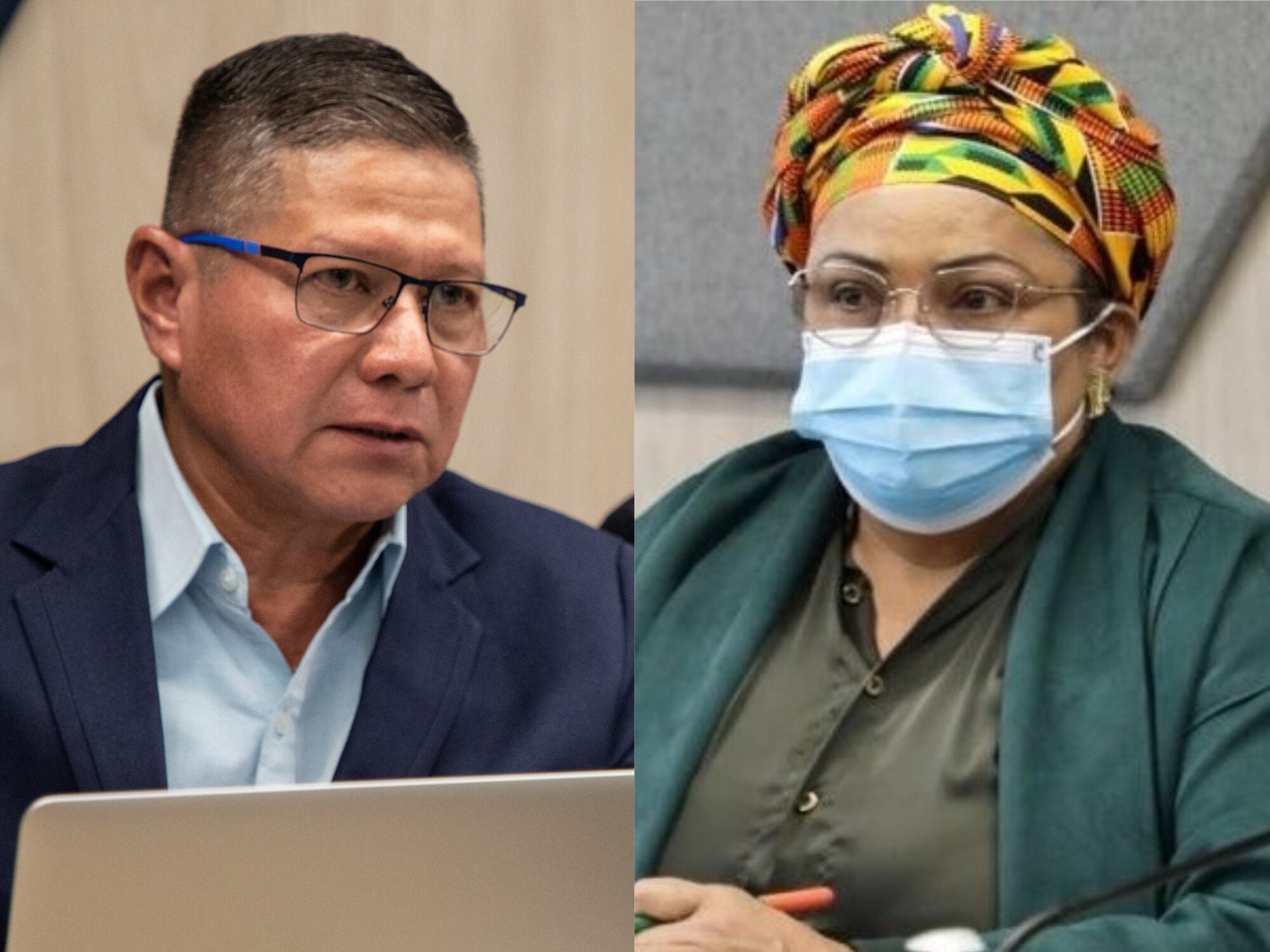 Fabián Ramírez y Victoria Sandino, excomandantes de las Farc escuchados a puerta cerrada. Foto: Cortesía JEP