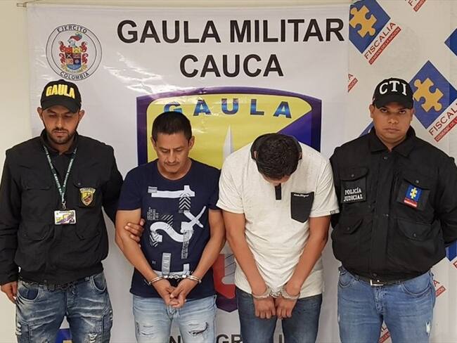 Capturados dos sujetos que extorsionaban a un abogado en Popayán. Foto: Policía