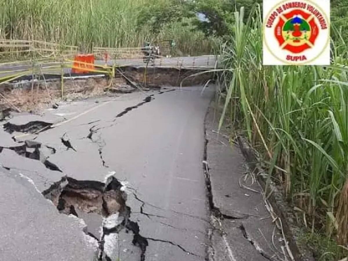 Tras el colapso de la calzada se tiene cerrada la vía Supía - El Palo, occidente de Caldas