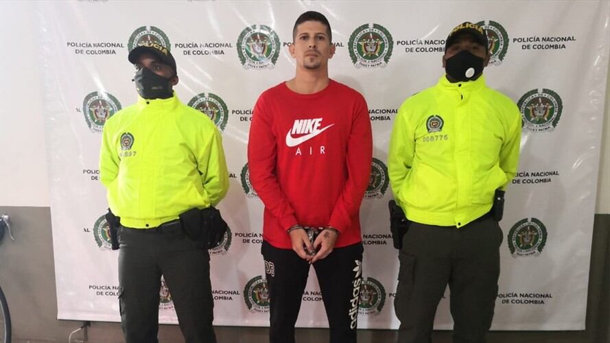 Jeferson Gómez Lugo, capturado y enviado a la cárcel por un juez penal por el crimen del escolta del líder social, Leyder Palacios. Foto: Fiscalía General de la Nación