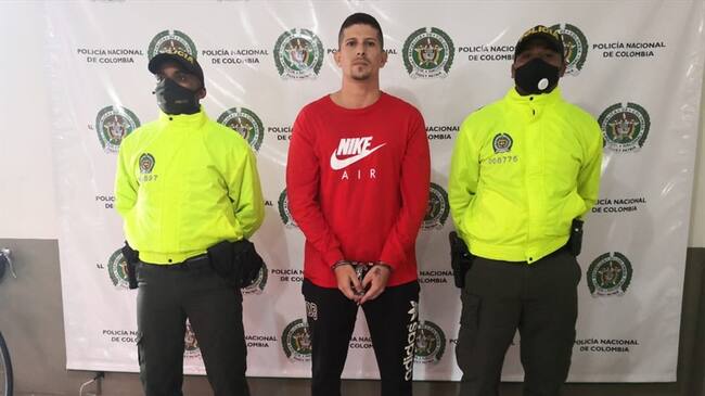 Jeferson Gómez Lugo, capturado y enviado a la cárcel por un juez penal por el crimen del escolta del líder social, Leyder Palacios. Foto: Fiscalía General de la Nación