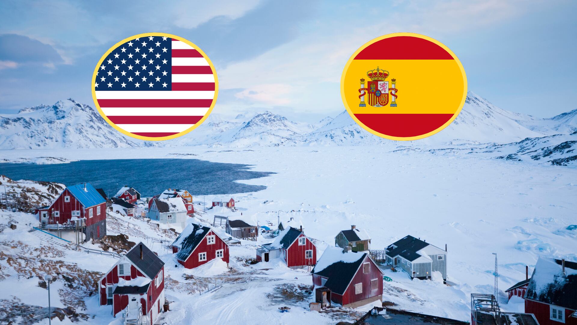 Banderas de Estados Unidos y España. Groenlandia. Fotos: Getty Images.