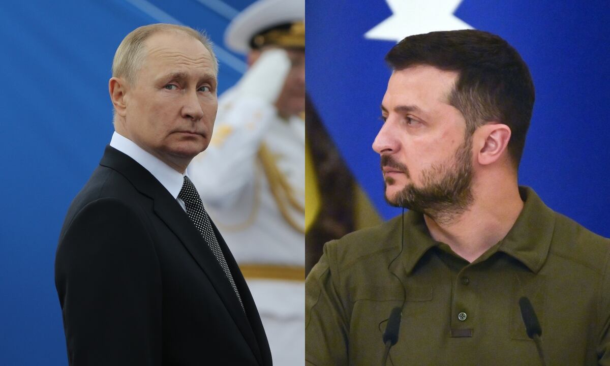 El presidente de Rusia, Vladímir Putin, y su homólogo ucraniano, Volodímir Zelenski. Fotos: Getty Images.