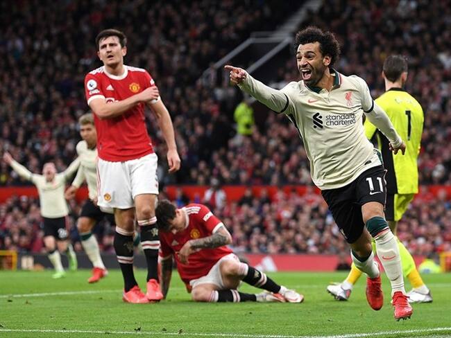 Mohamed Salah celebrando su gol ante el Manchester United en Old Trafford. Foto: Michael Regan/Getty Images