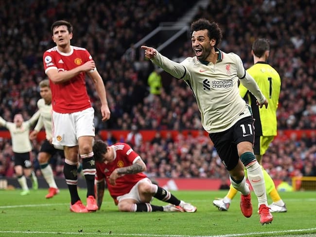 Mohamed Salah celebrando su gol ante el Manchester United en Old Trafford. Foto: Michael Regan/Getty Images