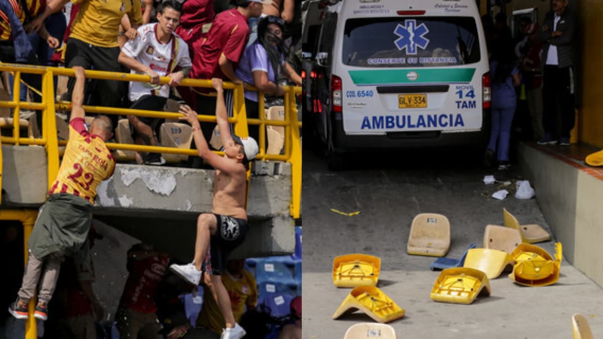 Arrancaron sillas y las lanzaron: enfrentamientos en El Campín durante Santa Fe vs. Tolima
