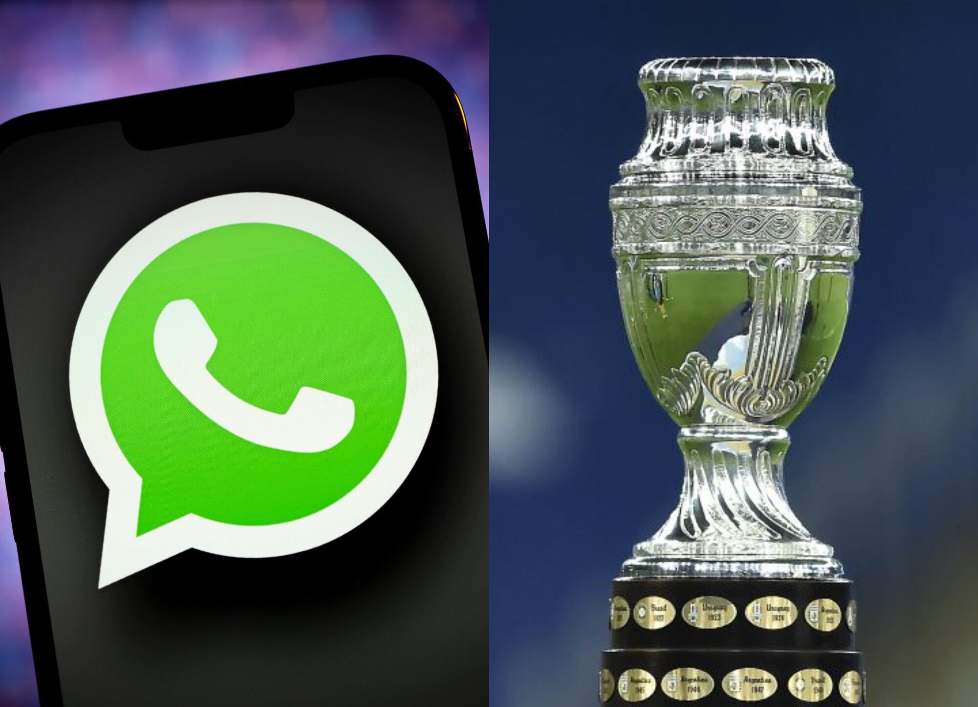 Logo WhatsApp y trofeo de Copa América | Fotos: GettyImages